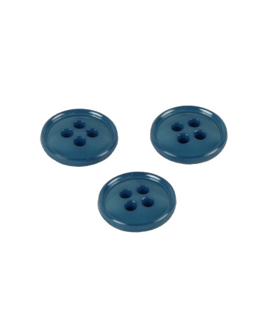 Set mit 3 Knöpfen, 4 Löcher, recyceltes Nylon, Petrolblau, 11 mm