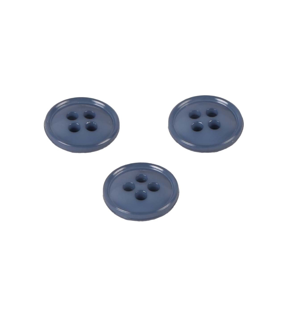 Set of 3 buttons 4 holes recycled nylon royal blue 11mm