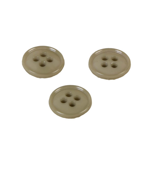 Set of 3 buttons 4 holes recycled nylon khaki 11mm