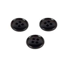 Lot de 3 boutons 4 trous nylon recylé noir 11mm