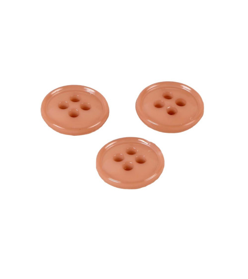 Lot de 3 boutons 4 trous nylon recylé rouge indien 11mm