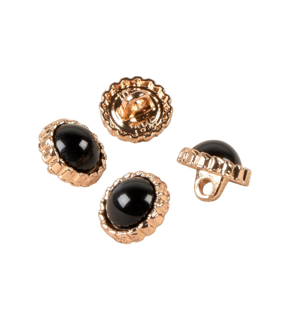 Set di 3 bottoni gioiello con perla nera 11 mm
