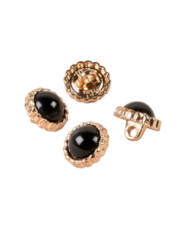 Set of 3 black pearl jewel buttons 11mm