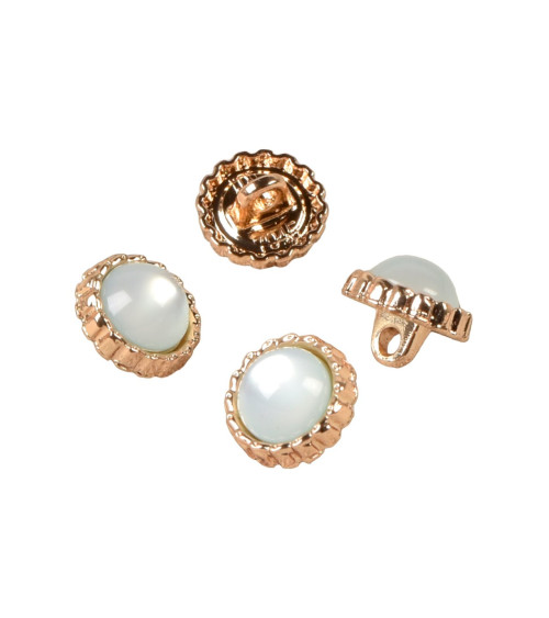 Set of 3 water green pearl jewel buttons 11mm