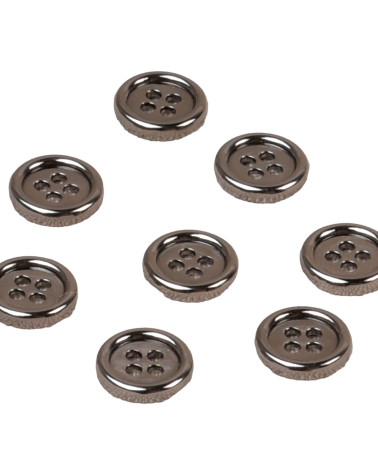 Set mit 3 Knöpfen aus Legierung, 4 Löcher, 10 mm, dunkelgrau