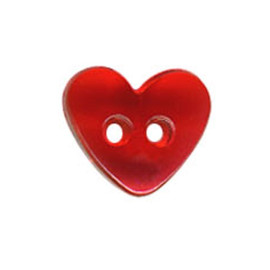 Lot de 3 boutons Coeur translucide couleur Rouge 9mm