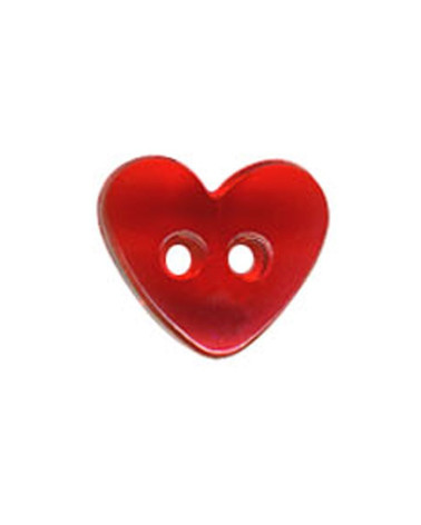 Set of 3 translucent Heart buttons Red color 9mm