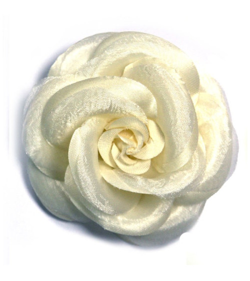 Broche fleur camélia ivoire