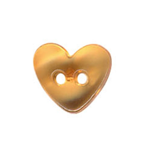 Set of 3 translucent Heart buttons Orange color 9mm