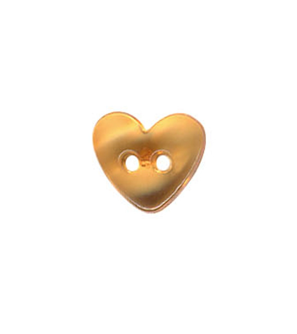 Set di 3 bottoni cuore traslucidi colore arancione 9 mm