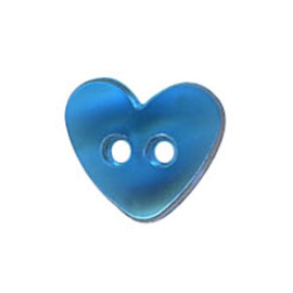 Lot de 3 boutons Coeur translucide couleur Bleu 9mm