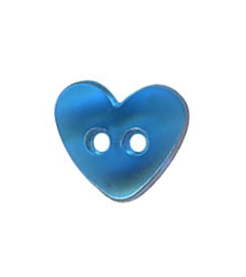 Lot de 3 boutons Coeur translucide couleur Bleu 9mm