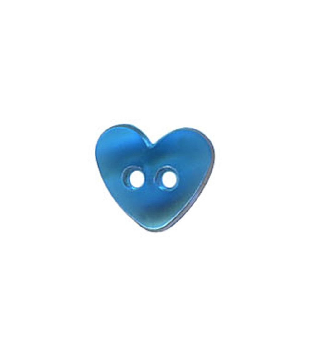 Set of 3 translucent Heart buttons Blue color 9mm
