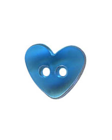 Set of 3 translucent Heart buttons Blue color 9mm