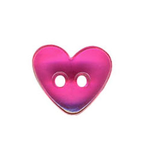 Lot de 3 boutons Coeur translucide couleur Fuchsia 9mm