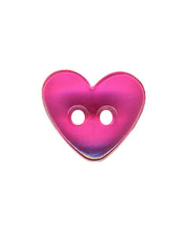 Set of 3 translucent Heart buttons in Fuchsia color 9mm