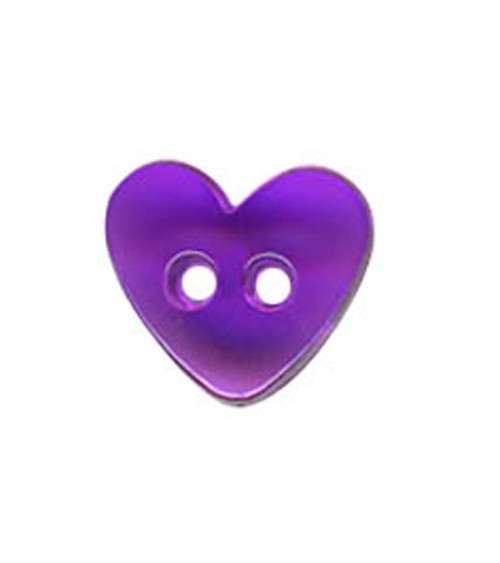 Lot de 3 boutons Coeur translucide couleur Mauvre 9mm