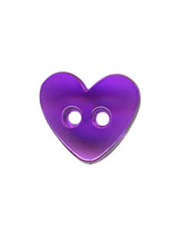 Set di 3 bottoni a forma di cuore traslucidi di colore viola da 9 mm