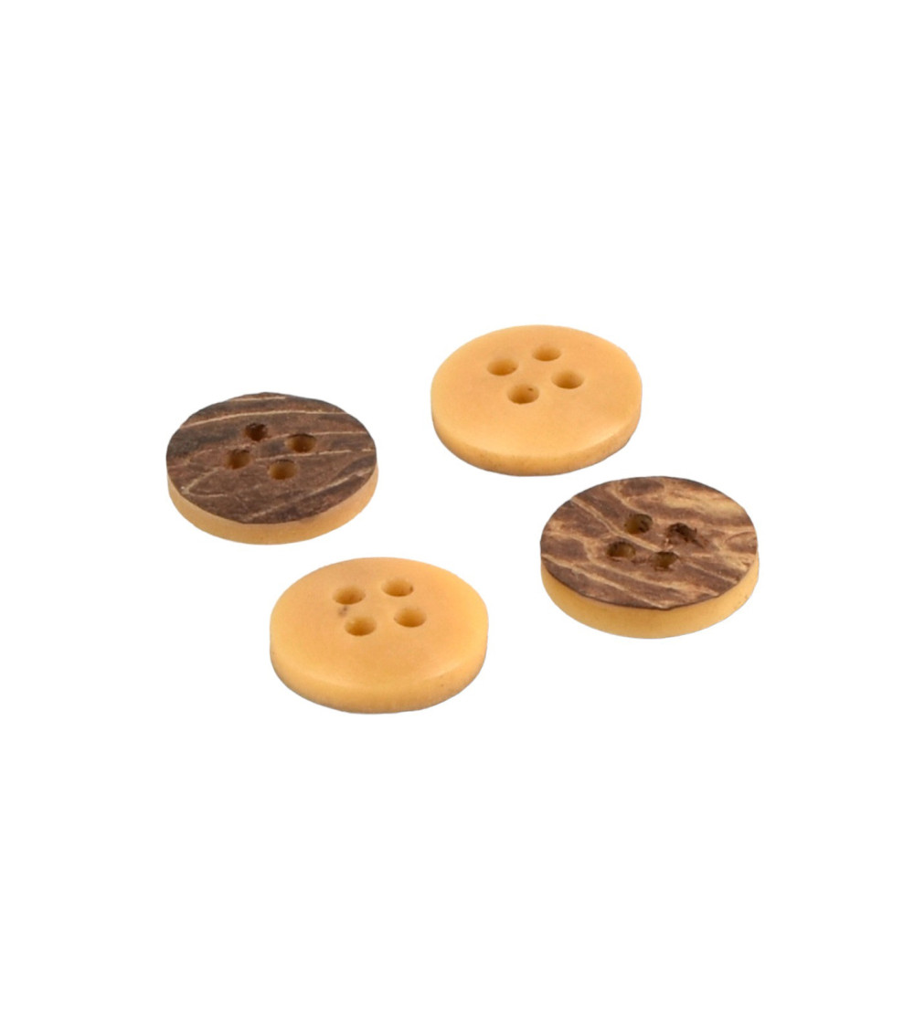 Lot de 3 boutons corozo 2 trous naturel 15mm fabriqué en France