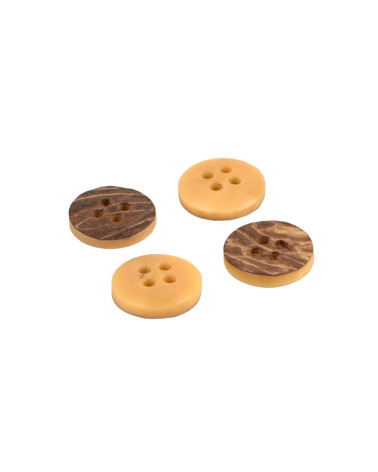 Set of 3 corozo buttons 2 holes natural 15mm made in France