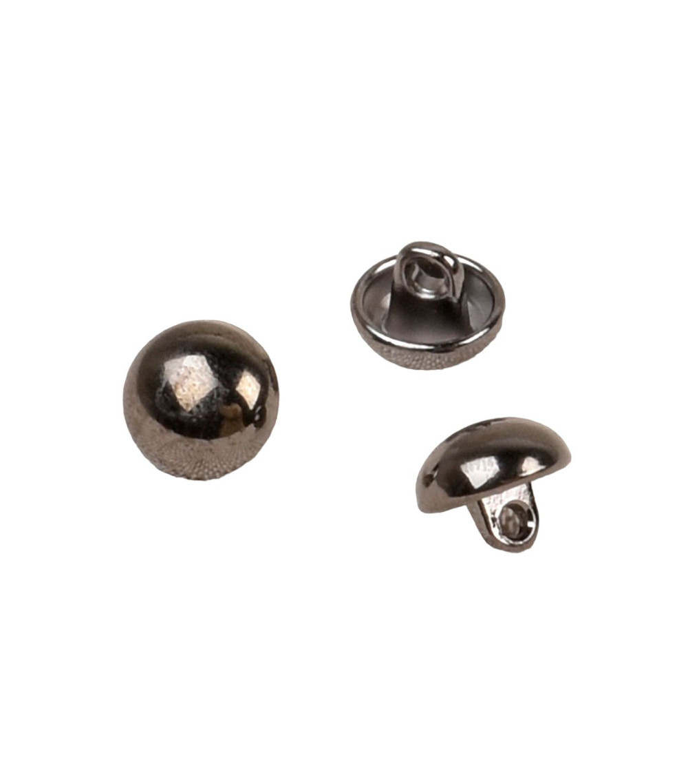 Set of 3 ball buttons with shank 10mm dark gray
