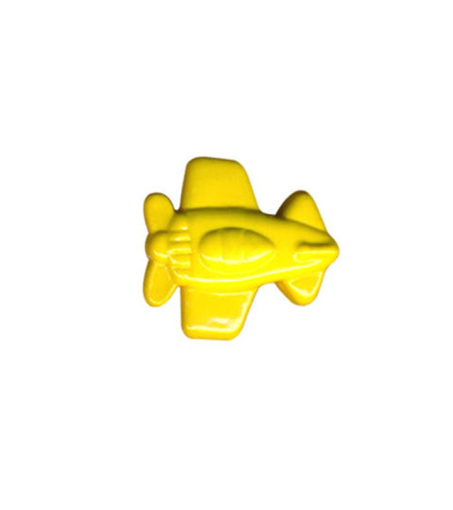 Set of 3 buttons in the shape of a plane, yellow color, 15mm