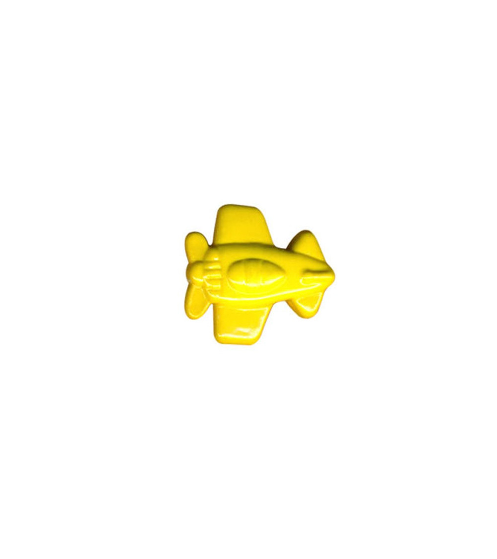 Set of 3 buttons in the shape of a plane, yellow color, 15mm