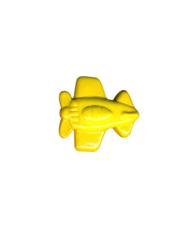 Set of 3 buttons in the shape of a plane, yellow color, 15mm