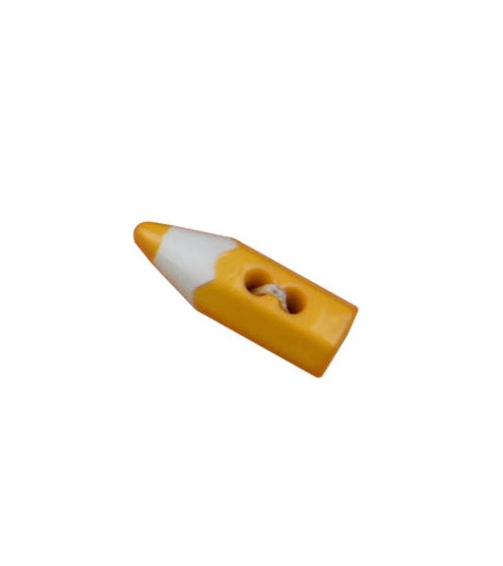 Set of 3 buttons in the shape of a yellow colored pencil 2cm