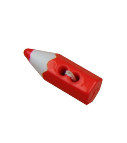 Set of 3 pencil-shaped buttons Red color 2cm