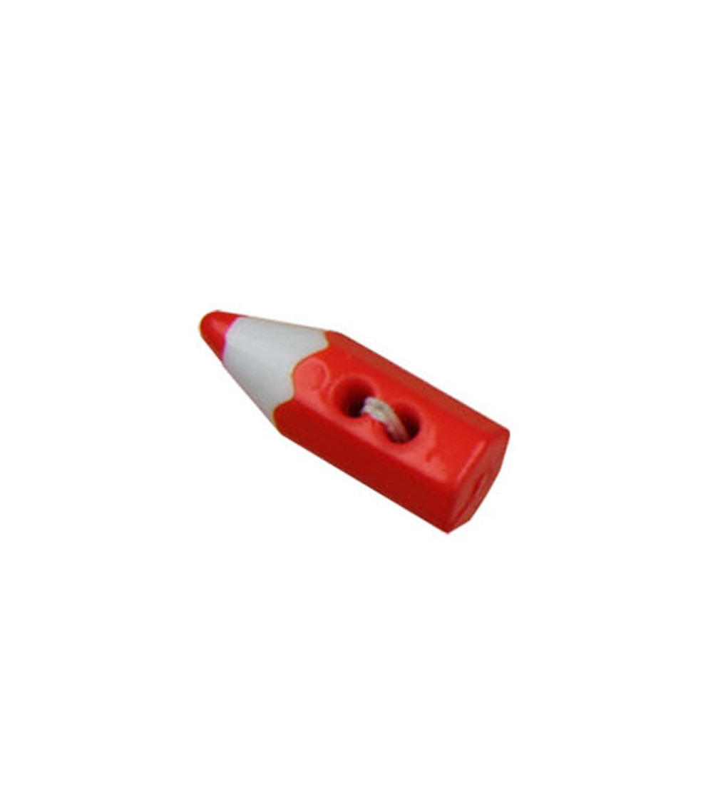 Set of 3 pencil-shaped buttons Red color 2cm