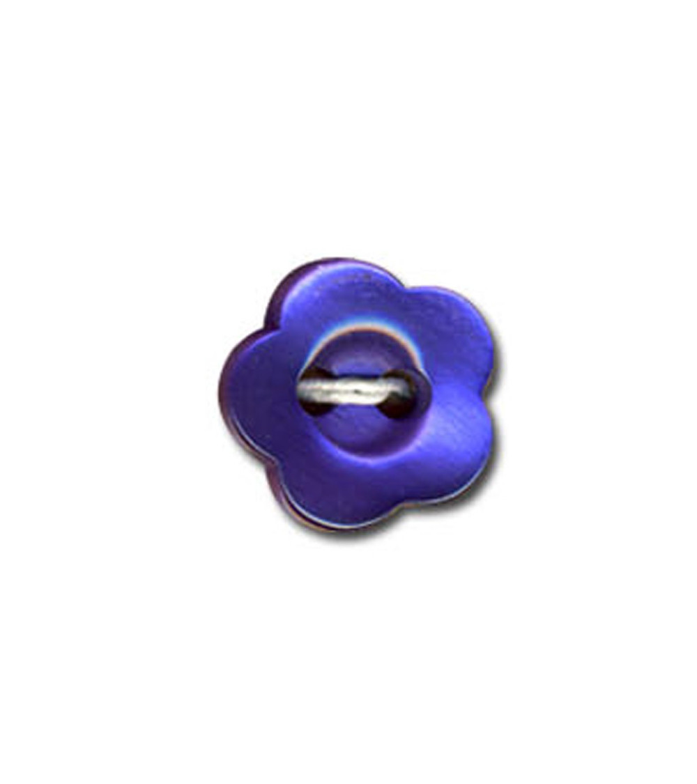Set of 3 Violet-shaped buttons, Blue color, 12mm