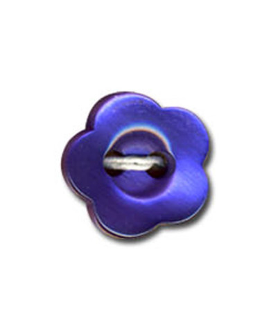 Set of 3 Violet-shaped buttons, Blue color, 12mm