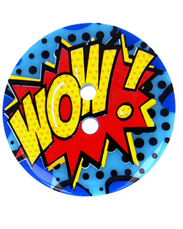 Lot de 3 boutons écusson 28mm WOW