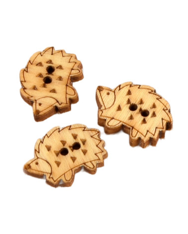Set mit 3 Holzknöpfen 2 cm x 1,8 cm Igel