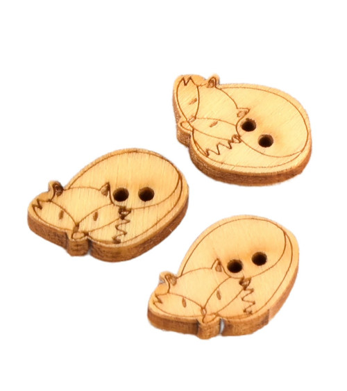 Lot de 3 boutons en bois 2cm x 1,8cm renard