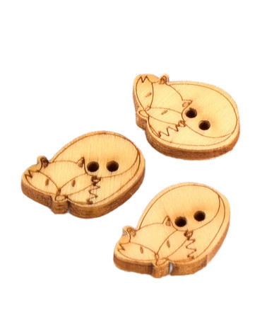 Set mit 3 Holzknöpfen 2 cm x 1,8 cm Fuchs
