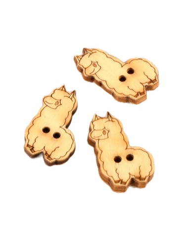Set of 3 wooden buttons 2cm x 1.8cm llama