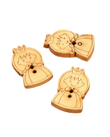 Set mit 3 Holzknöpfen 2 cm x 1,8 cm Prinzessin