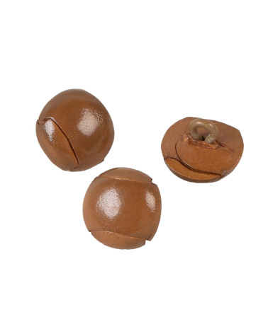 Set mit 3 Knöpfen aus echtem kastanienbraunem Bronzeleder, 15 mm