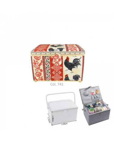 Rectangular sewing box 29x21x20cm rooster
