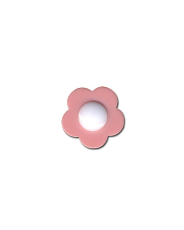 Set of 3 white heart flower buttons 14mm Fuchsia