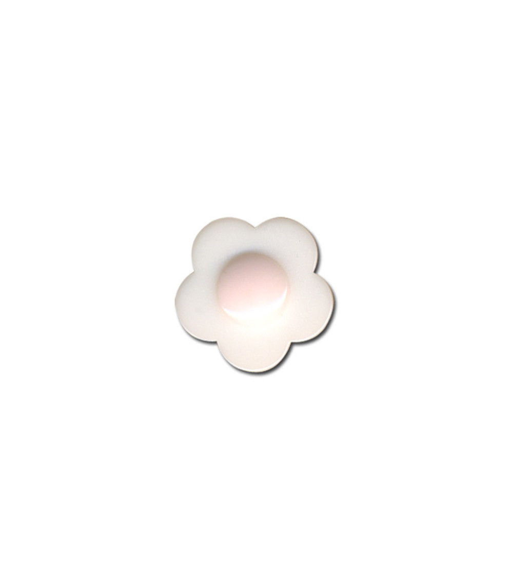 Set of 3 white heart flower buttons 18mm White