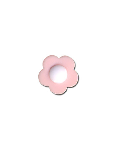 Lote de 3 botones blancos con forma de corazón y flores 18 mm Rosa bebé