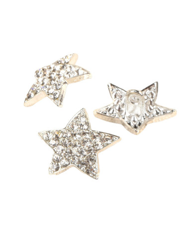 Set mit 3 weißen Strass-Sternknöpfen, 19 mm