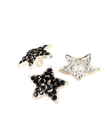 Set mit 3 schwarzen Strass-Sternknöpfen, 19 mm