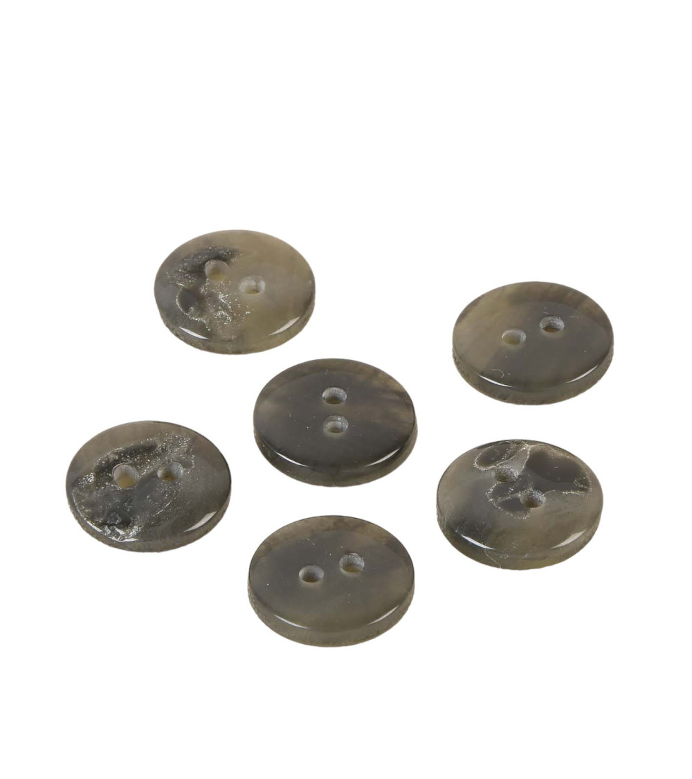 Set mit 3 anthrazitgrauen Knöpfen aus Steinimitat, 15 mm
