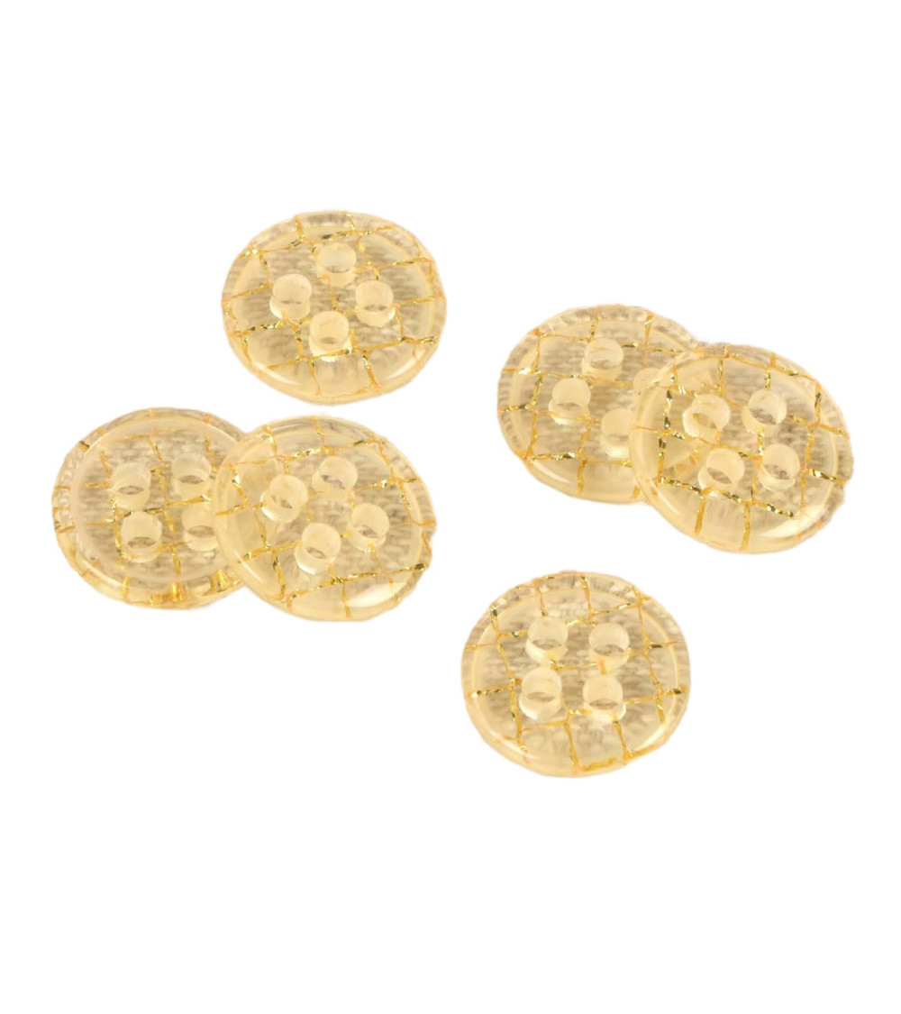Set of 3 transparent gold mix buttons 14mm