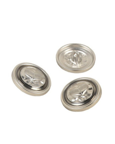 Set di 3 bottoni in metallo argentato a forma di cuore 23 mm