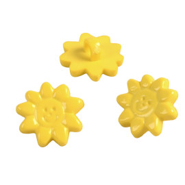 Lot de 3 boutons enfant soleil jaune 15mm